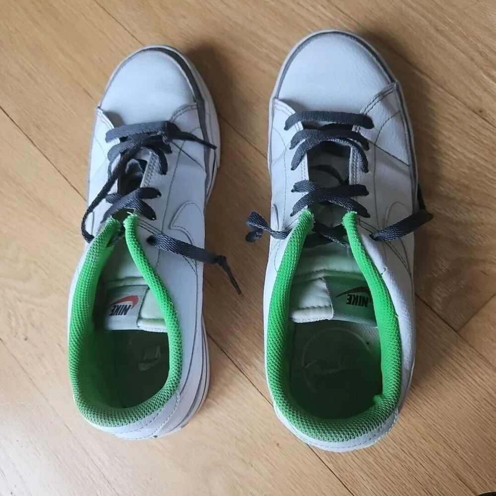 Nike Court Legacy - White W/ White Logo - Lime Green & Grey, CU4150-100,Size 9.5